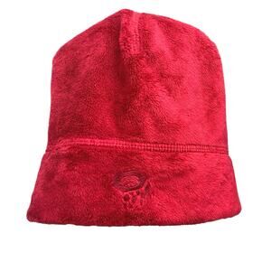 NEW Mountain Hardwear Women's Red Knit Logo Embroidered Fleece Bonnet Beanie L